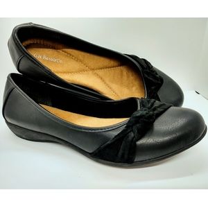 Comfy Black Leather Dress Flats 8 1/2M
